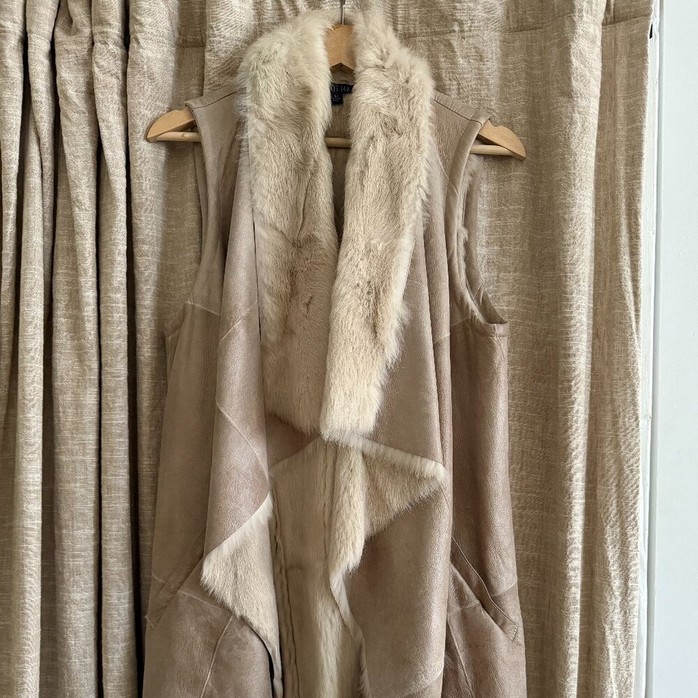 Lafayette 148 New York Rabbit Fur Vest Sand Beige M
